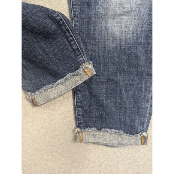 Kut from the Kloth Jeans Womens Size 12 Blue Amy Crop Straight Leg Rolled Cuffs - Picture 4 of 15